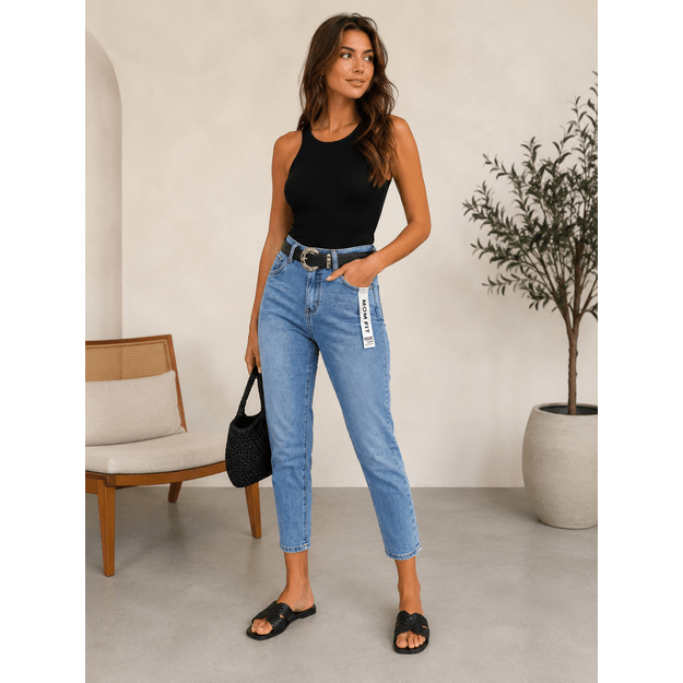 Džinsai mom fit stiliaus
