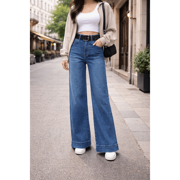 Wide leg stiliaus džindai