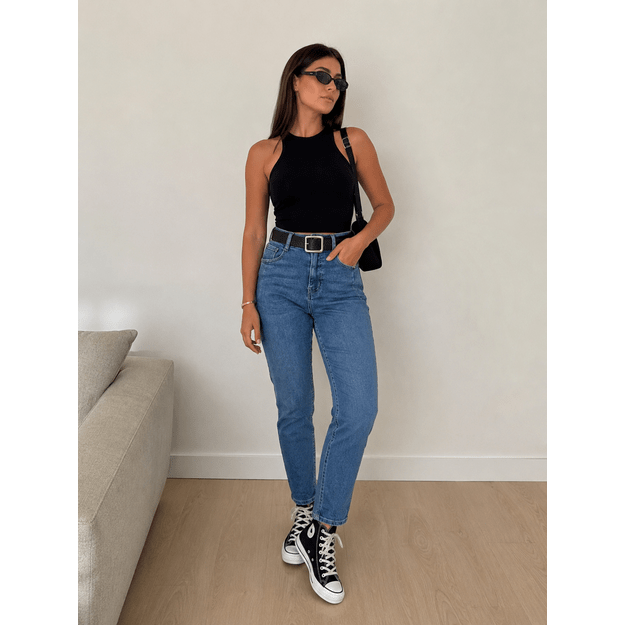 Džinsai mom fit stiliaus
