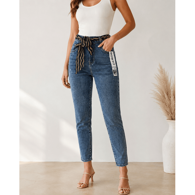 Mom Fit stiliaus džinsai