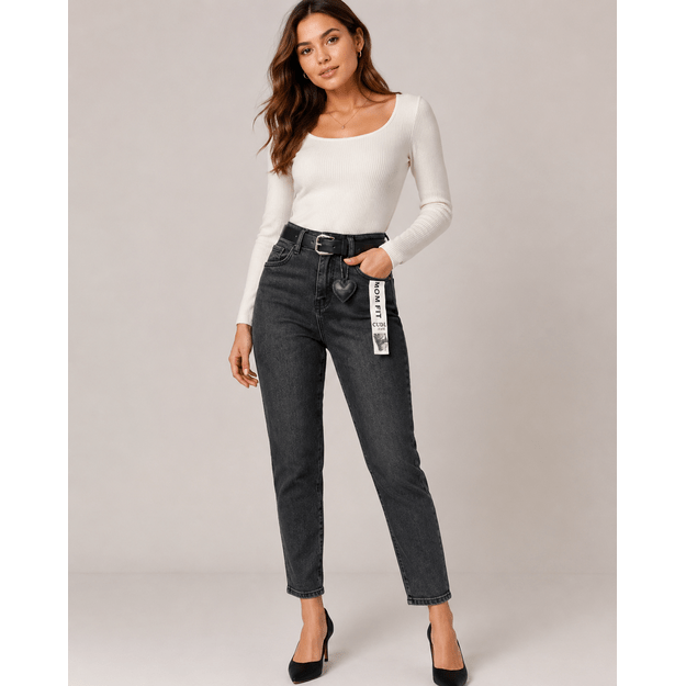 Mom Fit stiliaus džinsai